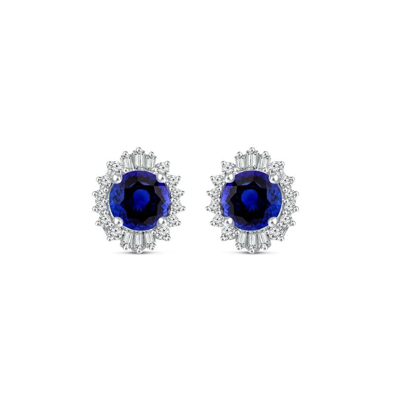Tanzanite &amp; Diamond Halo Stud Earrings in 10K White Gold &#40;1/5 ct. tw.&#41; – Image 1 of 2