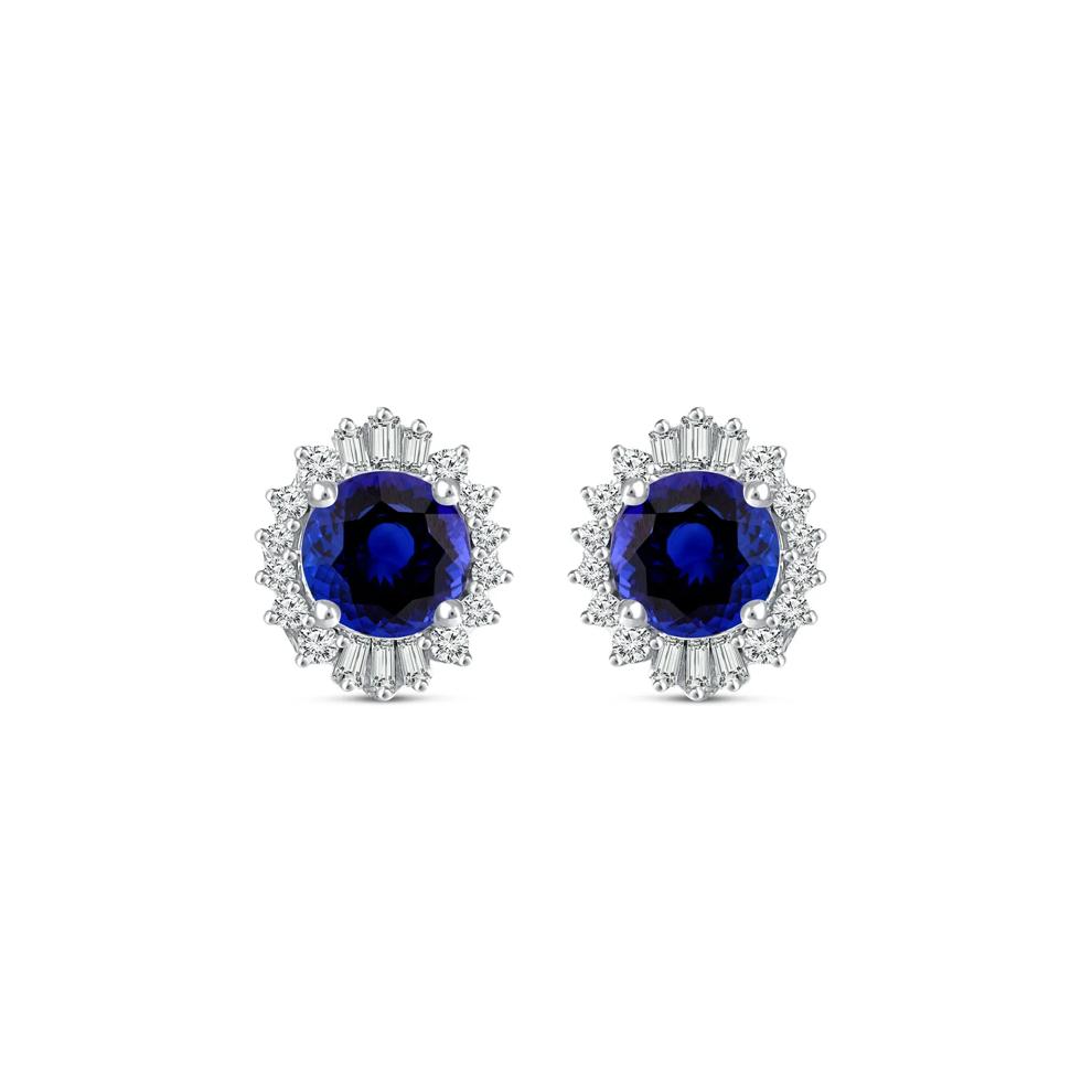 Tanzanite &amp; Diamond Halo Stud Earrings in 10K White Gold (1/5 ct. tw.) – Image 1 of 2