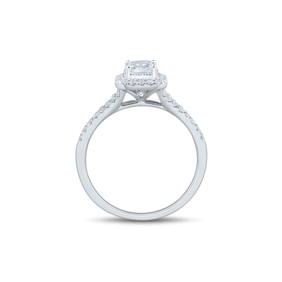 Diamond Emerald-Cut Halo Engagement Ring in 10K White Gold (1 ct. tw.)  – Image 2 of 3