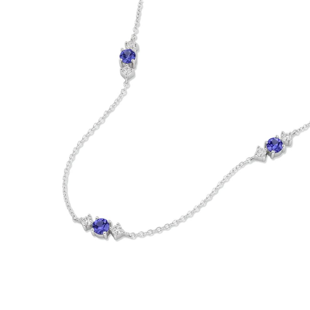Tanzanite &amp; Diamond Station Necklace in 10K White Gold (1/4 ct. tw.) – Image 4 of 4