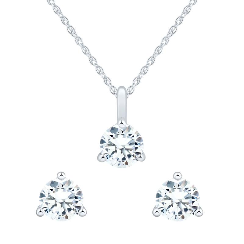 Lab Grown Diamond Pendant and Earring Box Set in 10K White Gold &#40;1 ct. tw.&#41; – Image 1 of 6