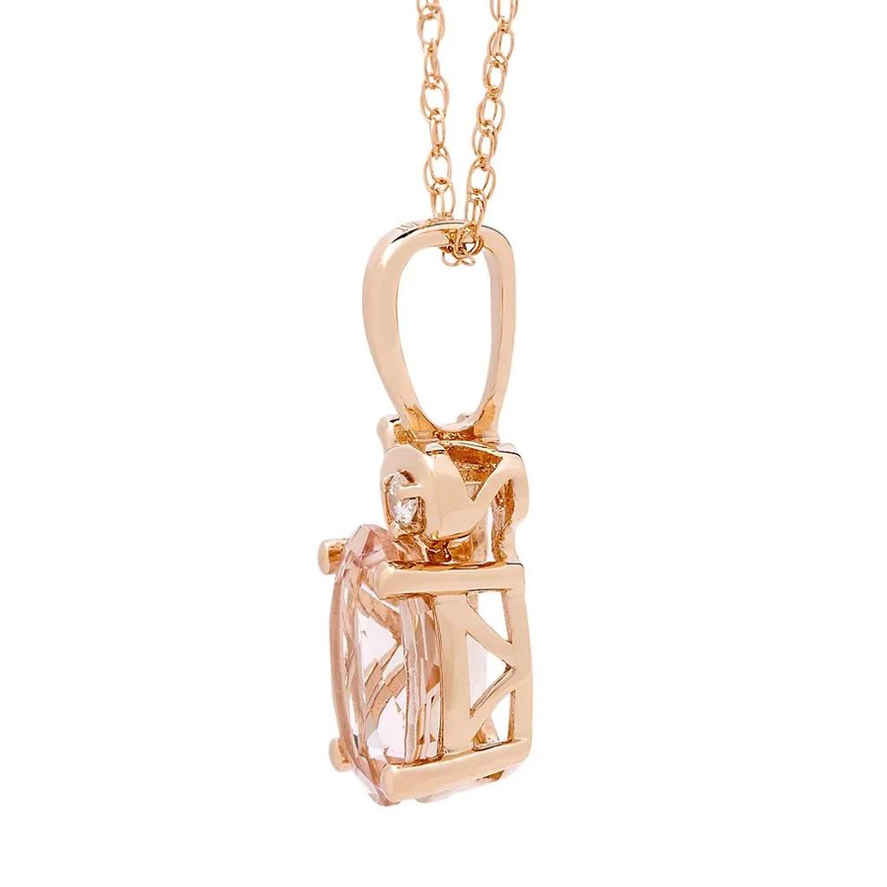 Morganite &amp; Diamond Pendant in 10K Rose Gold – Image 2 of 2
