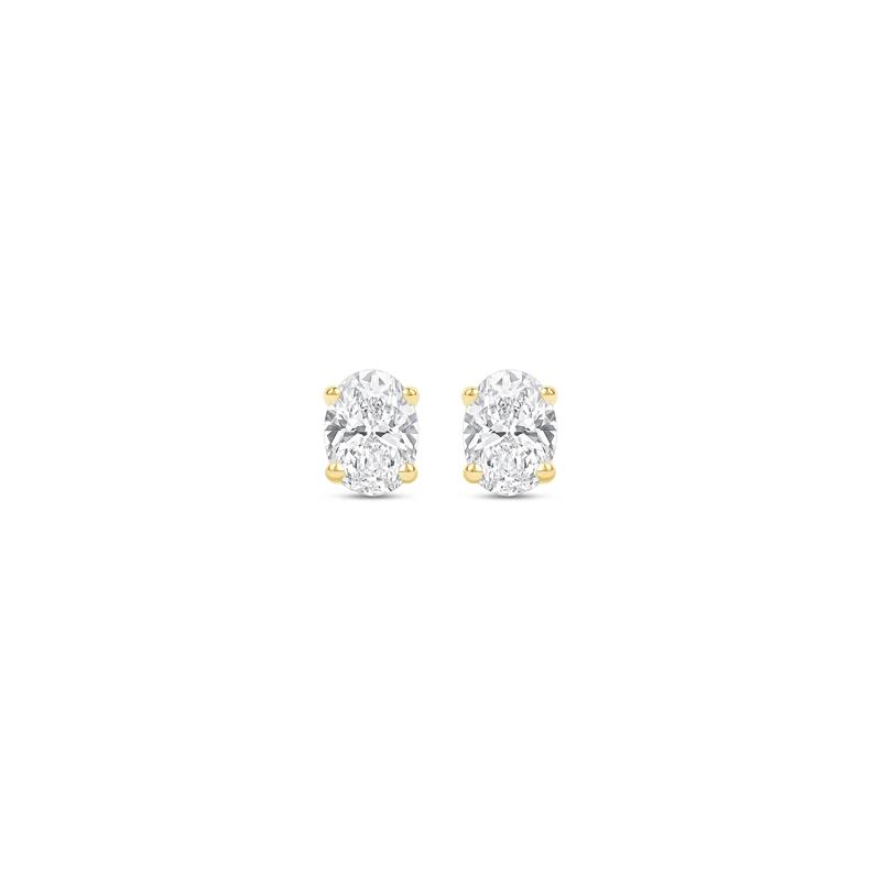 Lab Grown Diamond Oval-Shaped Solitaire Stud Earrings in 14K Yellow Gold &#40;1/4 ct. tw.&#41; – Image 2 of 3