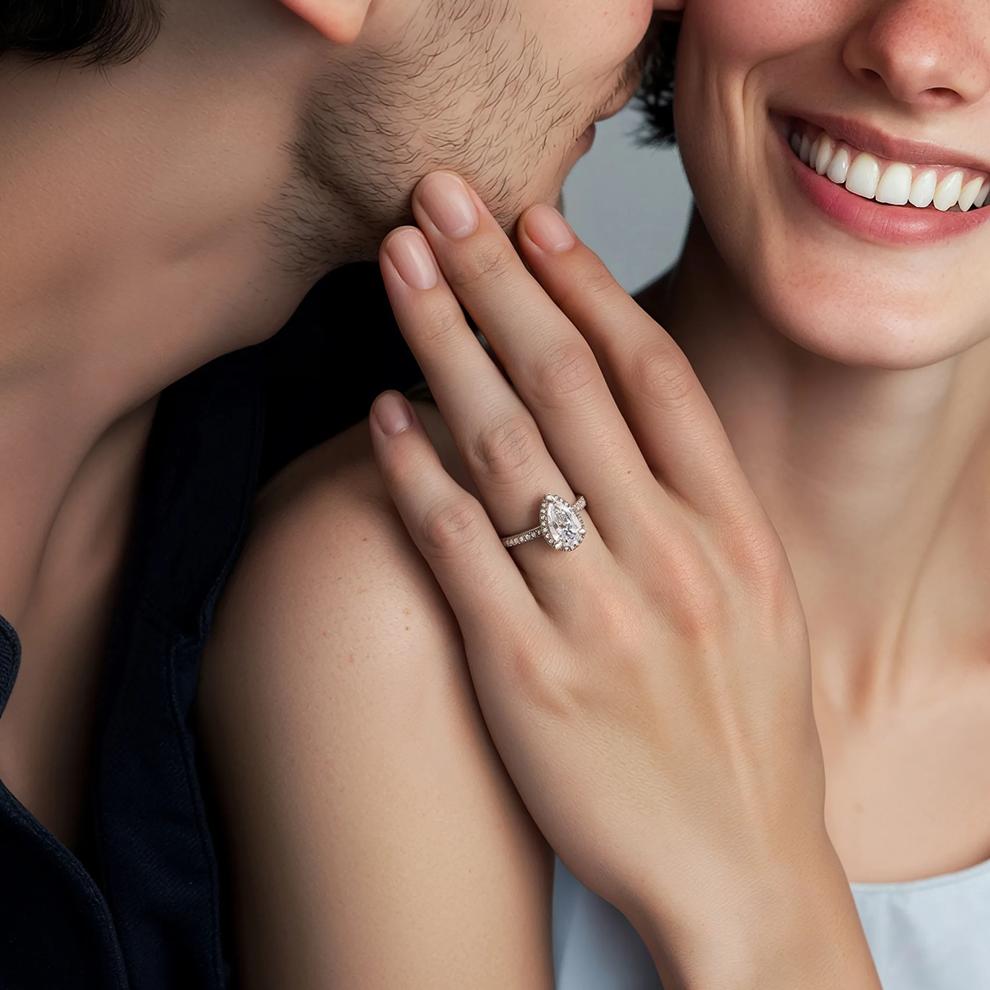 Perry Lab Grown Diamond Pear-shaped Engagement Ring in 14K White Gold (2 5/8 ct. tw.) – Image 5 of 5