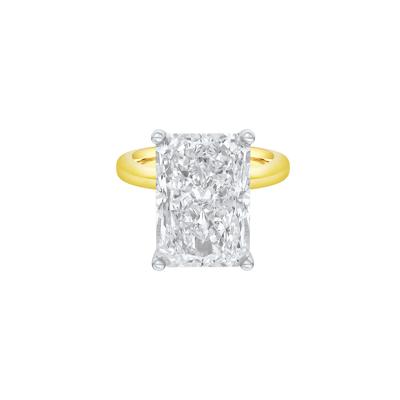 Lab Grown Diamond Radiant-Cut Solitaire Ring in 14K Yellow & White Gold (10 ct.)