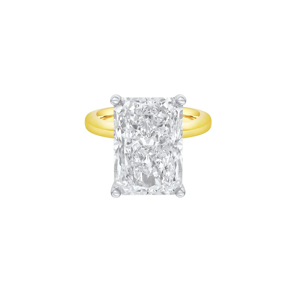 Lab Grown Diamond Radiant-Cut Solitaire Ring in 14K Yellow &amp; White Gold (10 ct.) – Image 1 of 4