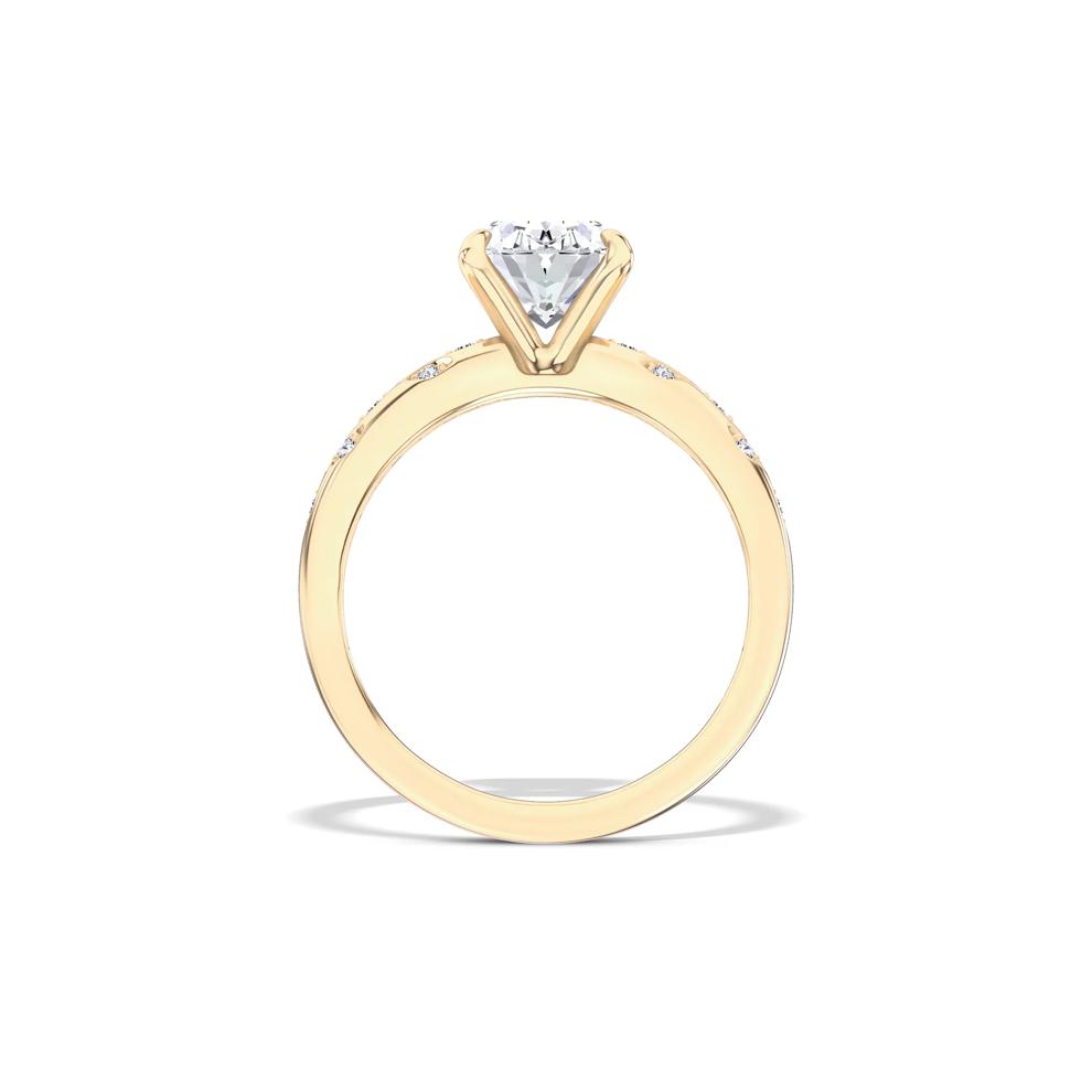 Lab Grown Diamond Oval Center Burnished Shank Engagement Ring in 14K Yellow Gold (2 ct. tw.) – Image 2 of 4