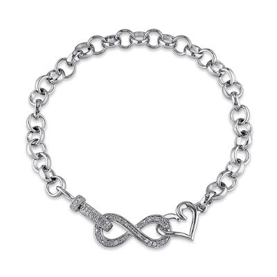 1/10 ct. tw. Diamond Infinity Heart Bracelet in Sterling Silver
