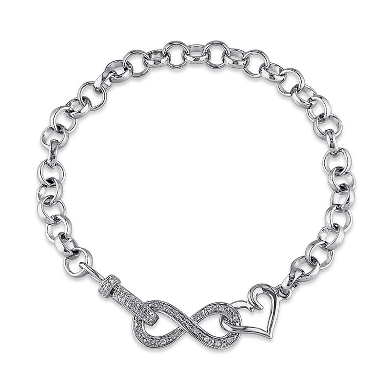 1/10 ct. tw. Diamond Infinity Heart Bracelet in Sterling Silver – Image 1 of 3
