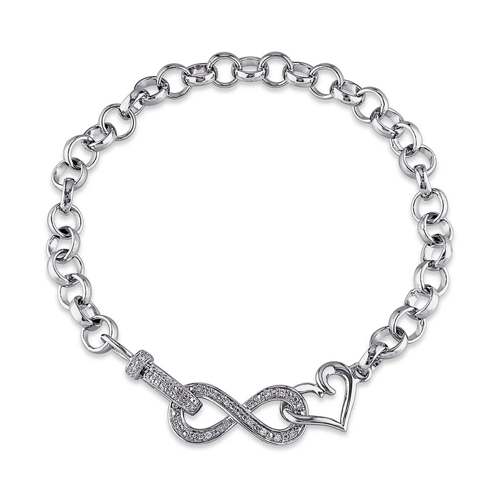1/10 ct. tw. Diamond Infinity Heart Bracelet in Sterling Silver – Image 1 of 3