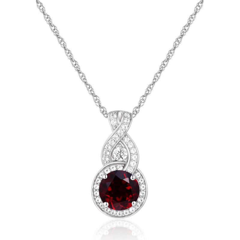 Garnet and Lab-Created White Sapphire Pendant in Sterling Silver – Image 1 of 3