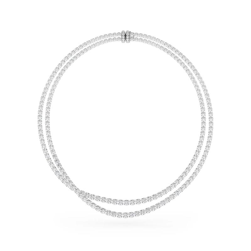 Lab Grown Diamond Double Row Necklace in 14K White Gold &#40;50 ct. tw.&#41; – Image 2 of 4