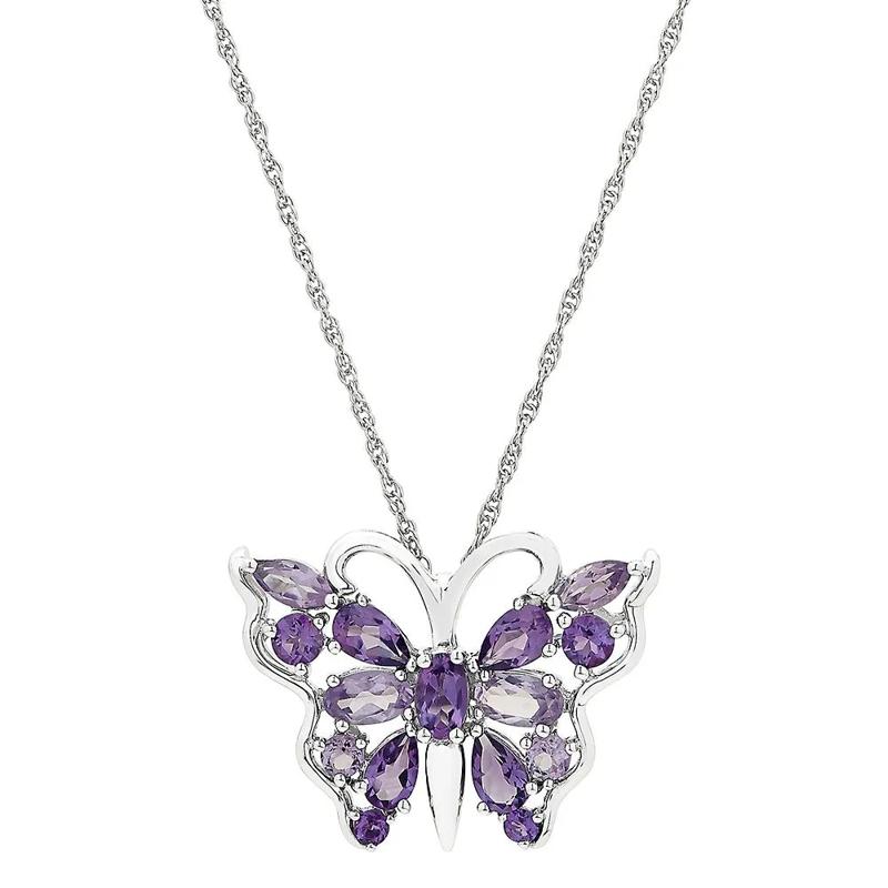 Amethyst Butterfly Pendant in Sterling Silver – Image 1 of 4