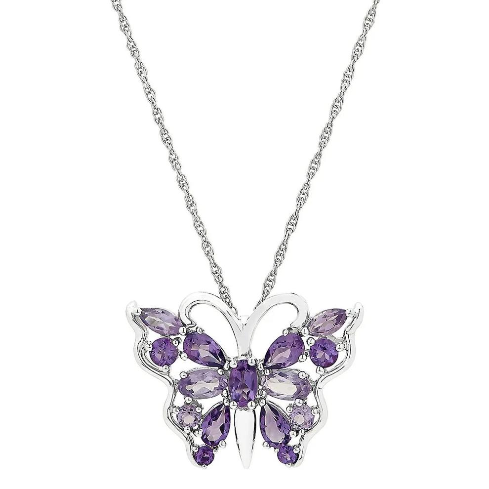 Amethyst Butterfly Pendant in Sterling Silver – Image 1 of 4
