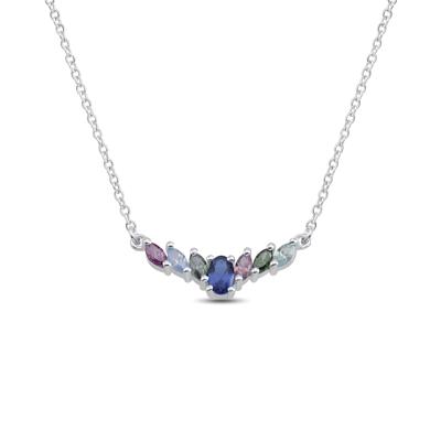 Personalized Marquise and Oval Gemstone Necklace