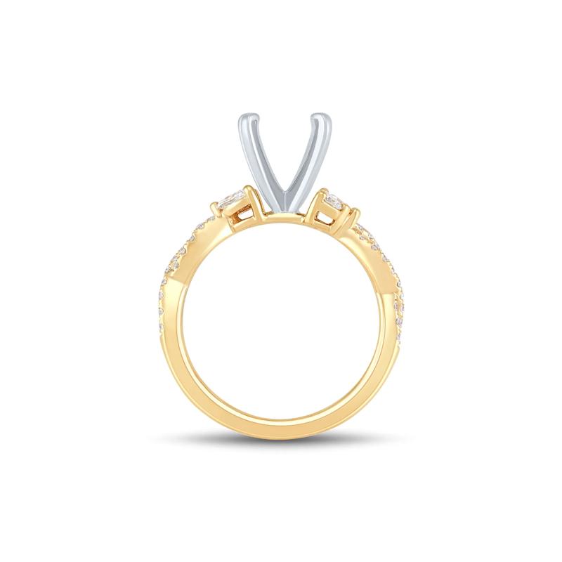 Lab Grown Diamond Marquise and Round Semi-Mount in 14K Yellow &amp; White &#40;3/8 ct. tw.&#41; &#40;Setting Only&#41; – Image 3 of 6