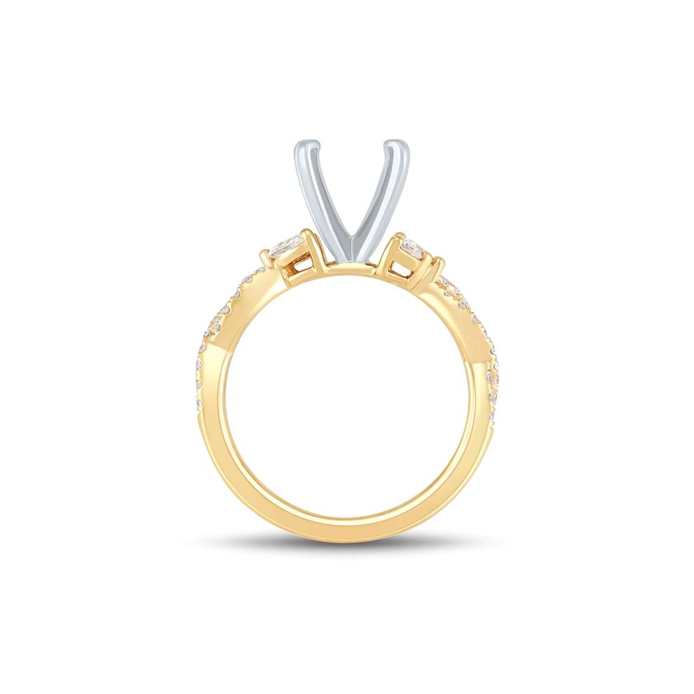 Lab Grown Diamond Marquise and Round Semi-Mount in 14K Yellow &amp; White (3/8 ct. tw.) (Setting Only) – Image 3 of 6