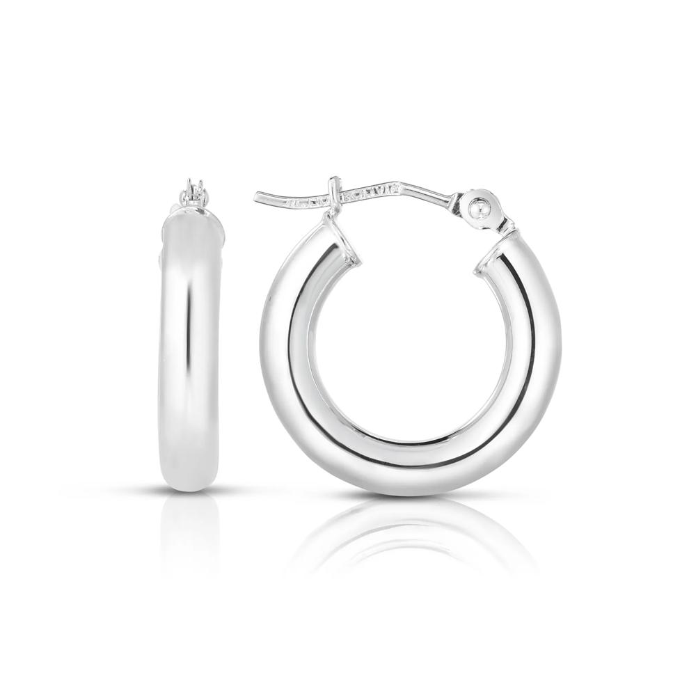 Hoop Earrings in 10K White Gold, 15MM – Image 1 of 2