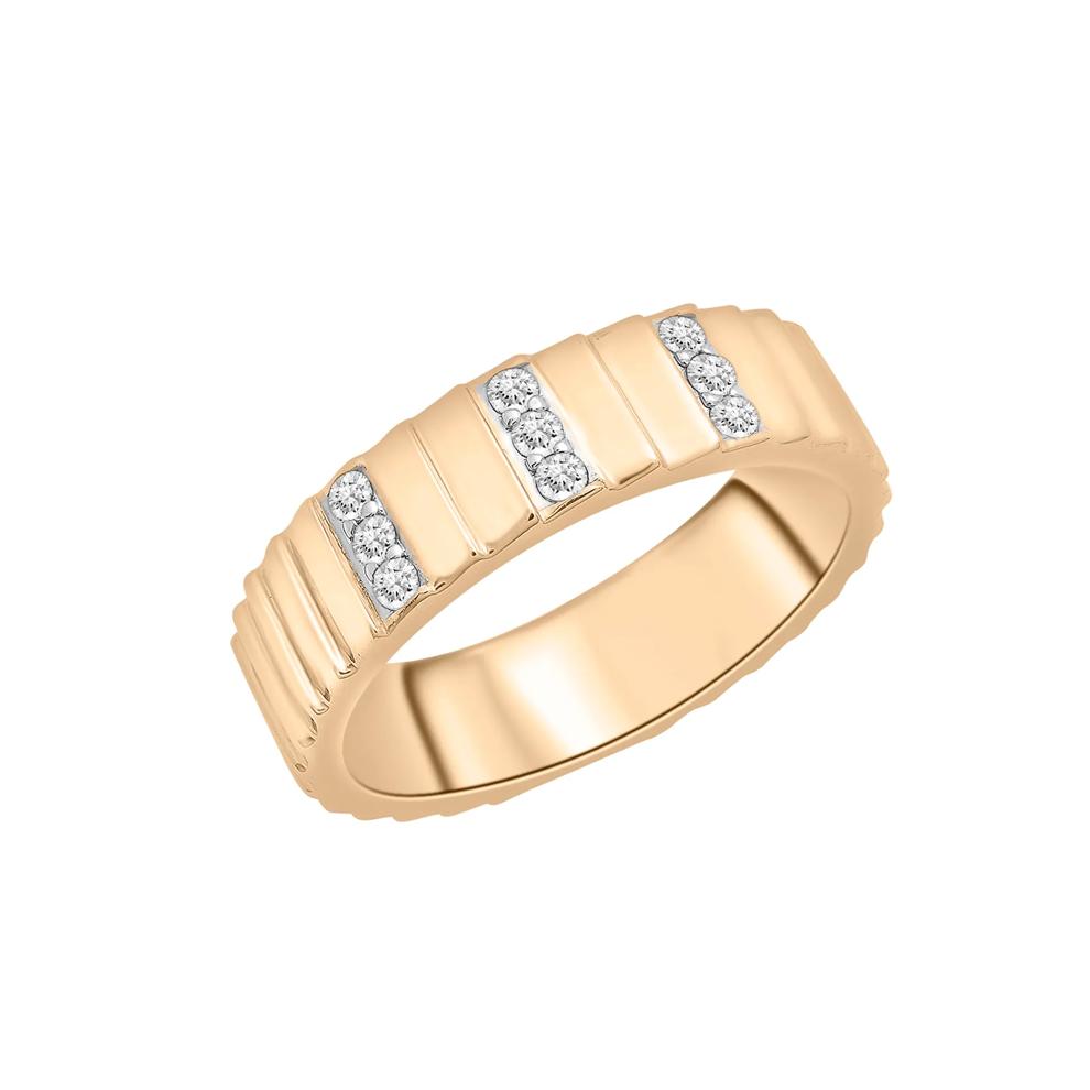 Diamond Multi-Row Ribbed Ring in Vermeil (1/7 ct. tw.) – Image 5 of 7