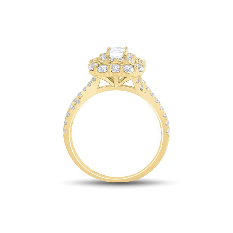 Emerald-cut Diamond Halo Engagement Ring in 14K Yellow Gold &#40;1 1/2 ct. tw.&#41; – Image 2 of 3