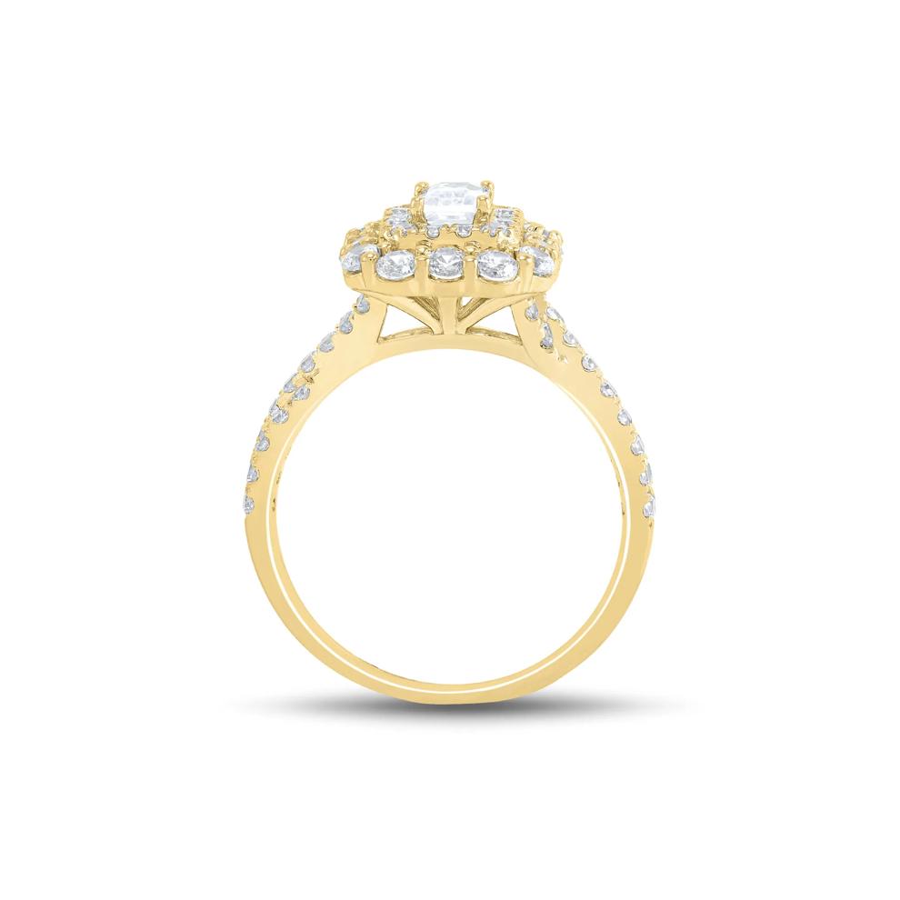 Emerald-cut Diamond Halo Engagement Ring in 14K Yellow Gold (1 1/2 ct. tw.) – Image 2 of 3