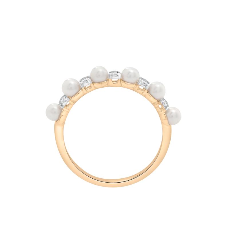 Freshwater Pearl and Lab-Created White Sapphire Ring in 10K Yellow Gold – Image 3 of 5