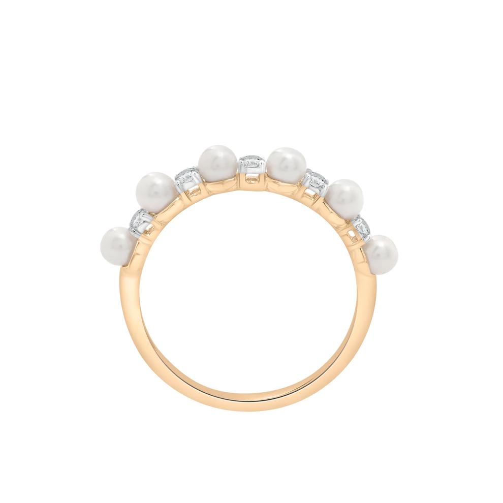 Freshwater Pearl and Lab-Created White Sapphire Ring in 10K Yellow Gold – Image 3 of 5