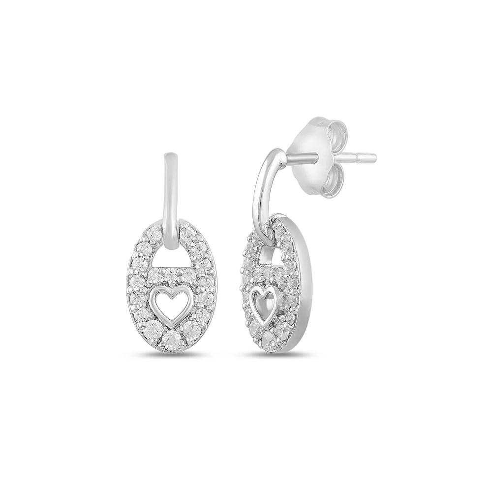 Heart Lock Diamond Earrings in Sterling Silver (1/4 ct. tw.) – Image 1 of 2