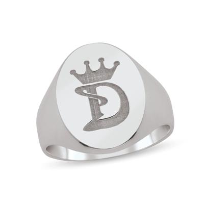 Men's Engraved Crown Initial Signet Ring