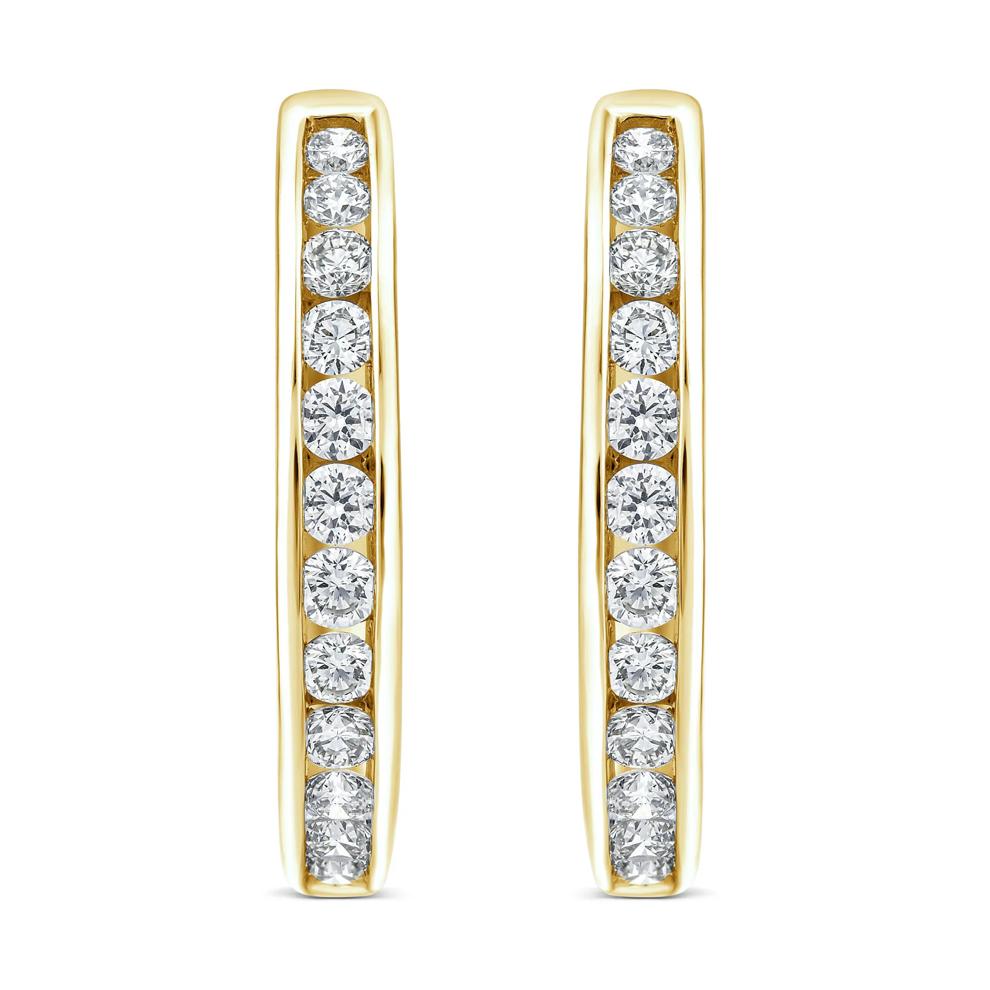 Diamond Channel-Set Hoop Earrings in 10K Yellow Gold (1 ct. tw.) – Image 2 of 2