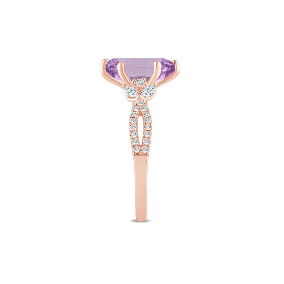 Heidi Pink Amethyst &amp; Lab Grown Diamond  Engagement Ring in 14K Rose &amp; Yellow Gold (1/2 ct. tw.) – Image 3 of 3