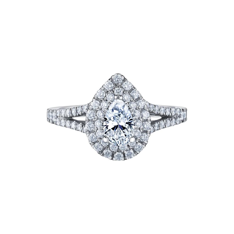 Pear-Shaped Double Halo Diamond Engagement Ring in 14K White Gold (1 ct. tw.) – Image 1 of 7