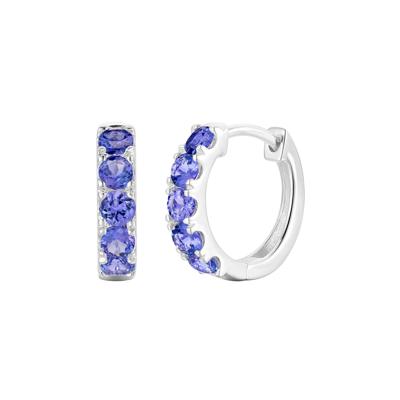 Tanzanite Hoop Earrings in 10K White Gold