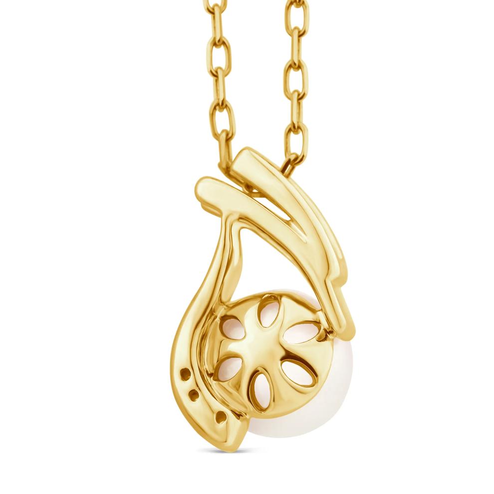 Pearl and Diamond Accent Pendant in 10K Yellow Gold – Image 3 of 4