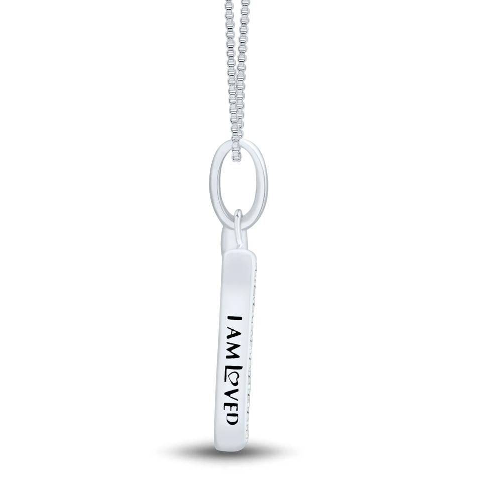 Diamond Accent Initial F Pendant in Sterling Silver and 14K Rose Gold – Image 3 of 5