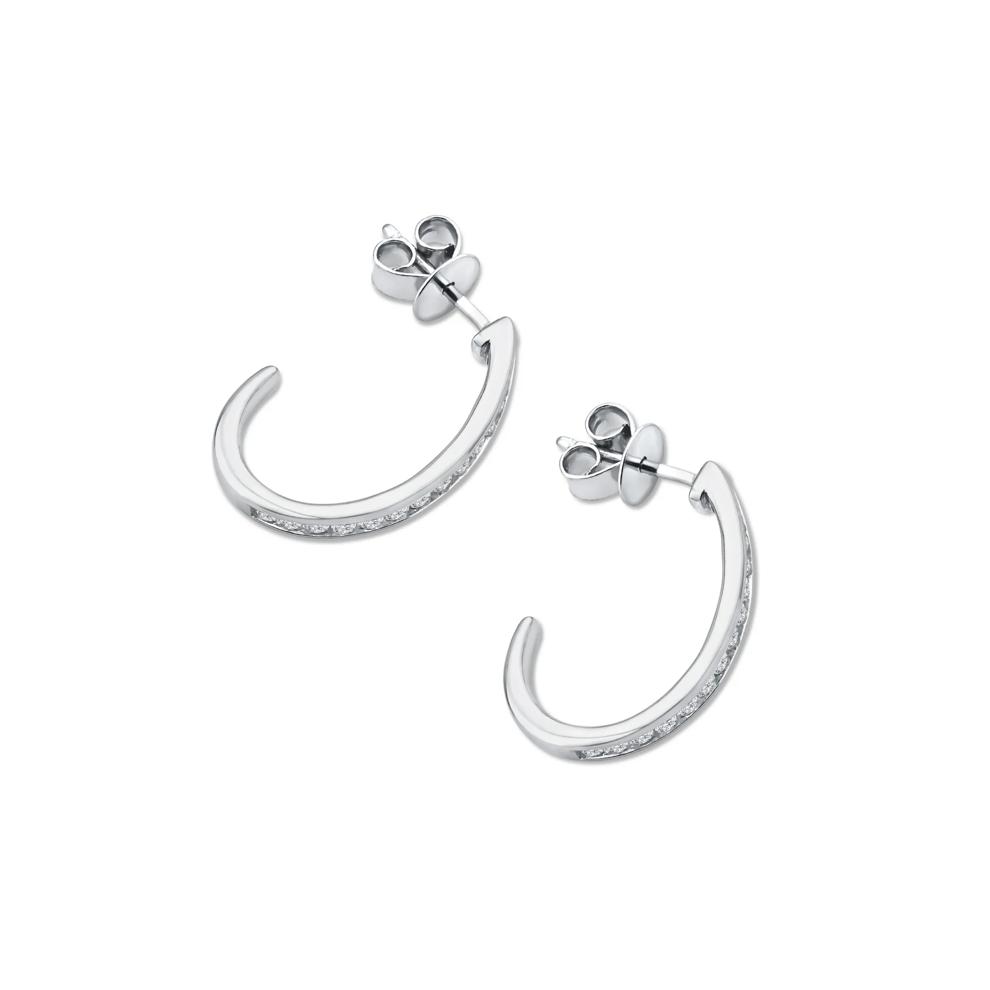 Diamond J-Hoop Earrings in 10K White Gold (1/2 ct. tw.) – Image 2 of 2