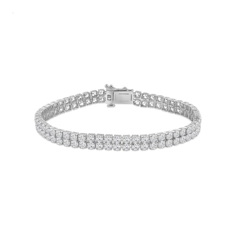 Lab Grown Diamond Double Row Tennis Bracelet in 14K White Gold &#40;10 ct. tw.&#41; – Image 1 of 3