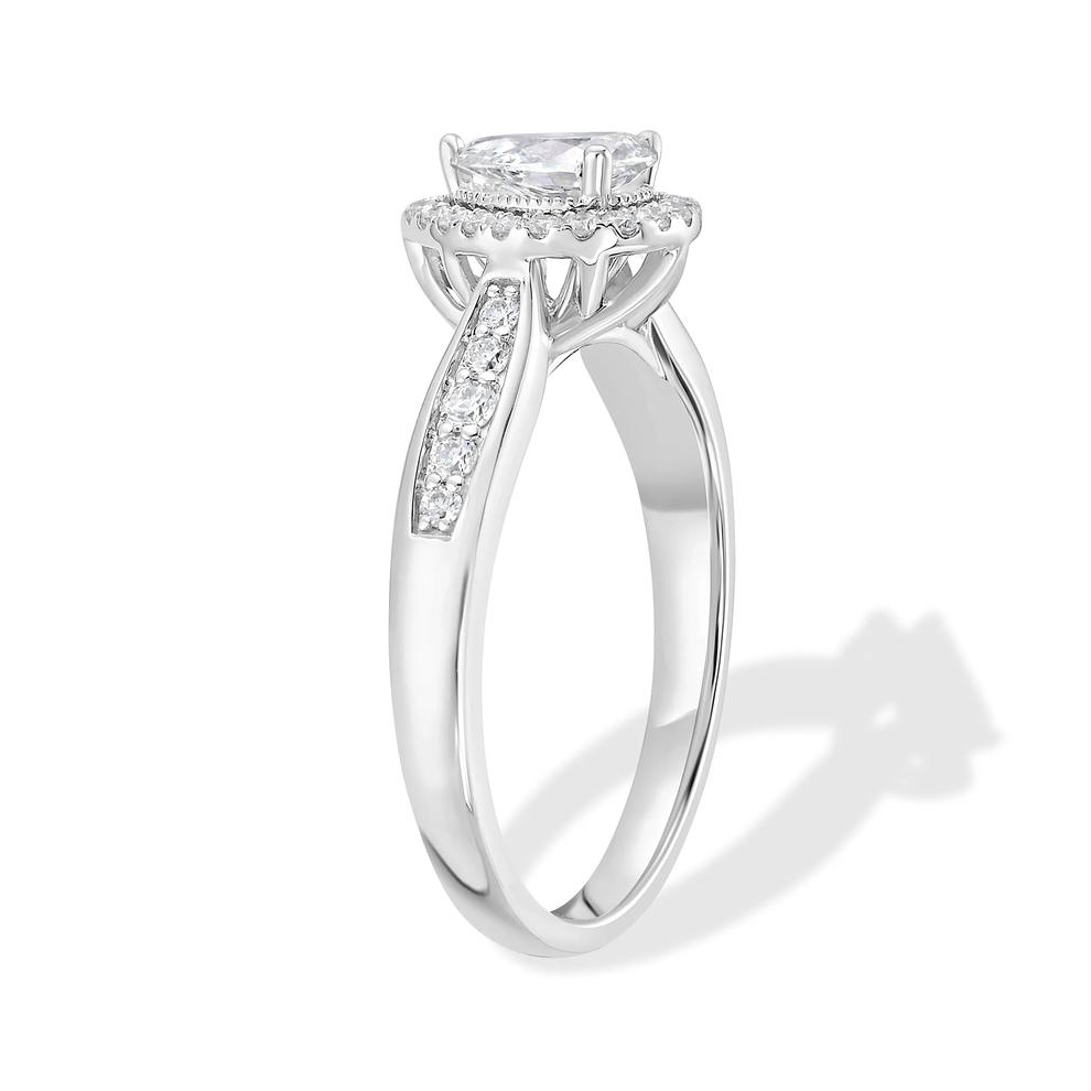 Diamond Pear-Shaped Halo Engagement Ring in 10K White Gold (3/4 ct. tw.) – Image 3 of 4