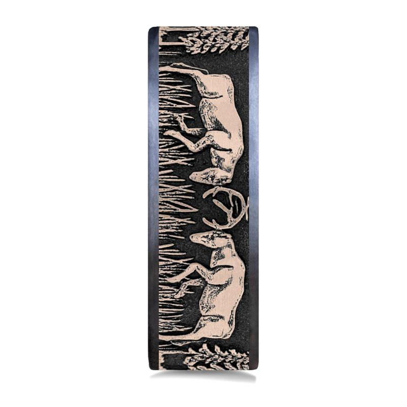 Men&rsquo;s Deer Fight Wedding Band, 7.5MM  – Image 3 of 3