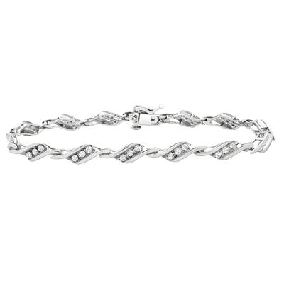 Diamond Bracelet with Bypass Links in 10K White Gold (1 ct. tw.)