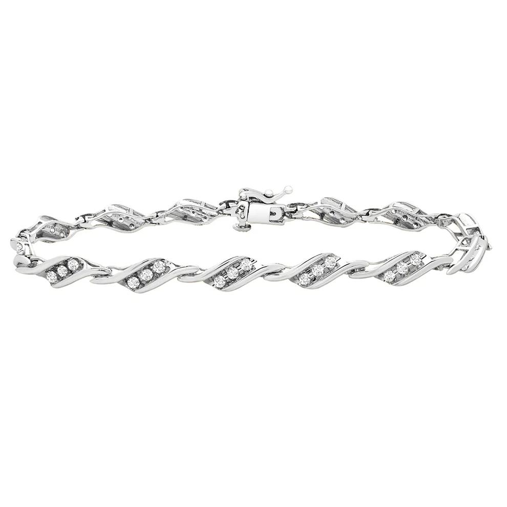 Diamond Bracelet with Bypass Links in 10K White Gold (1 ct. tw.) – Image 1 of 1