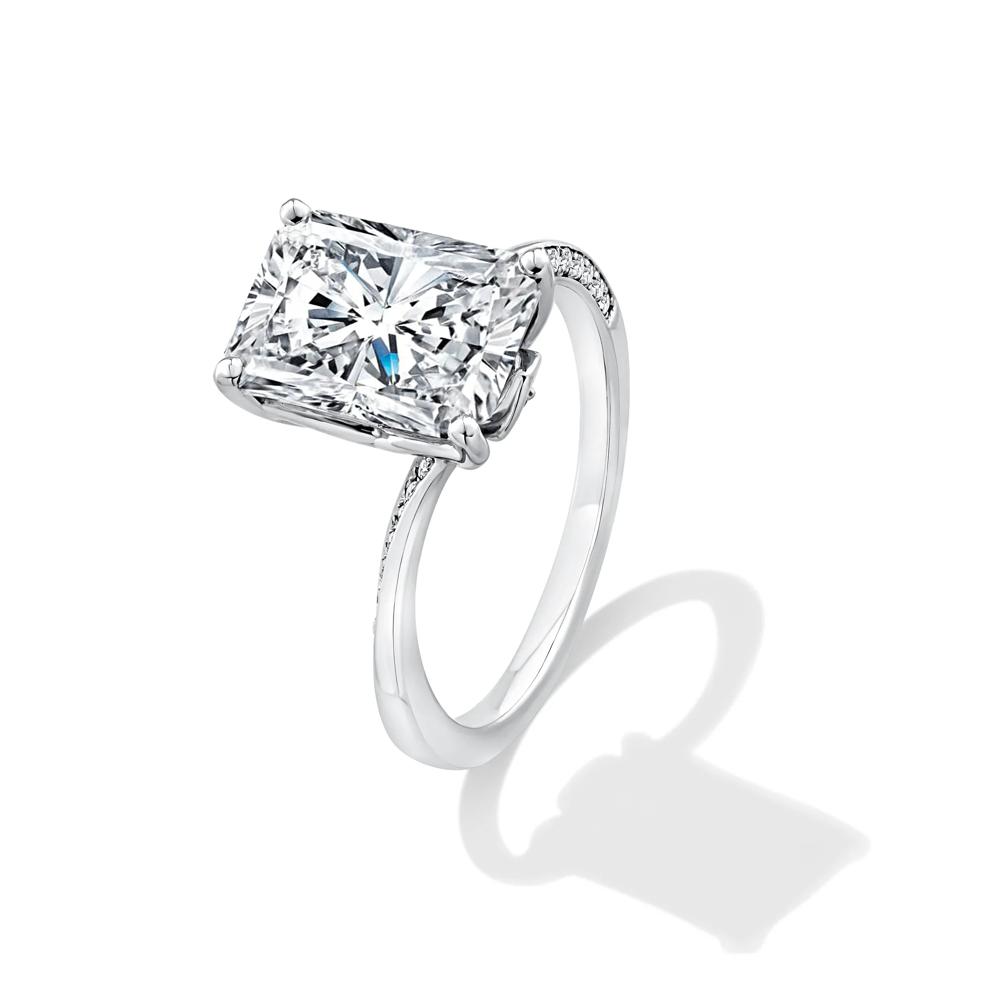 Lab Grown Diamond Radiant Center Engagement Ring in Platinum (4 1/5 ct. tw.) – Image 4 of 4
