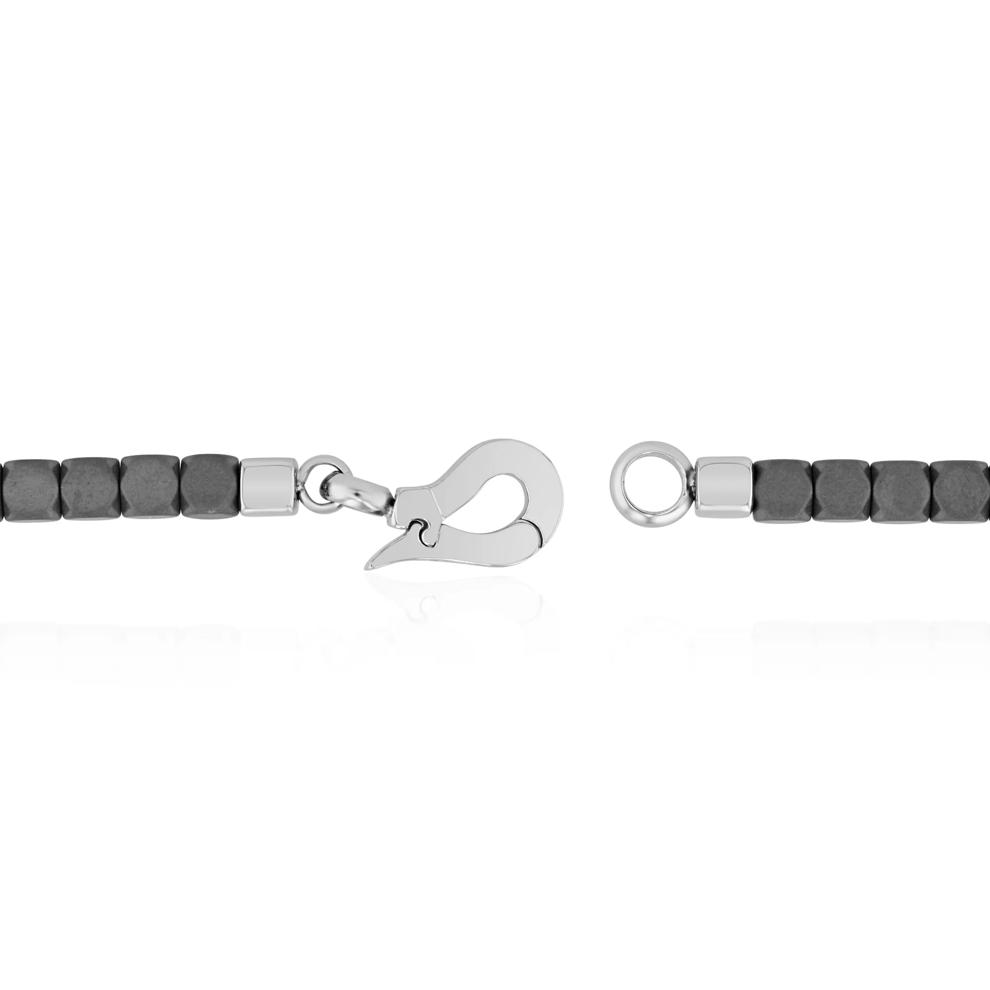 Men's Cube Bead Matte Hematite Bracelet in Stainless Steel – Image 3 of 6