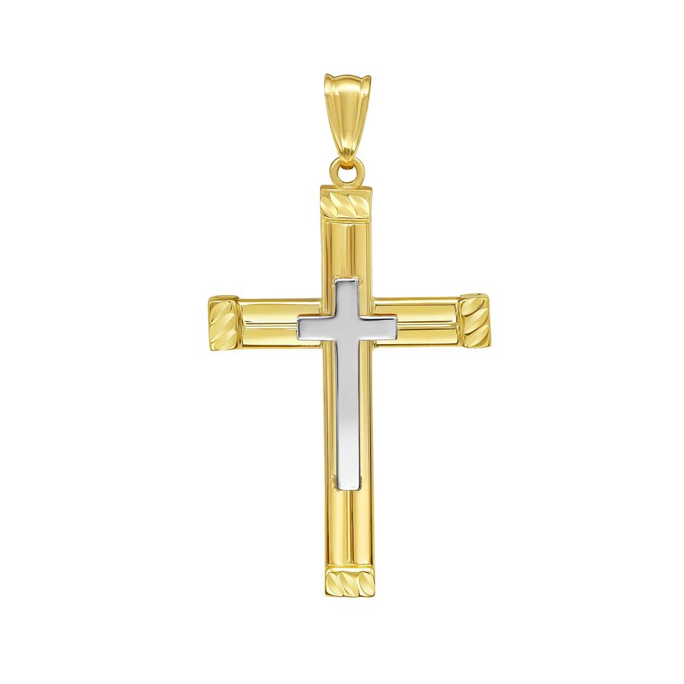 Cross Charm in 14K Yellow and White Gold – Image 1 of 2