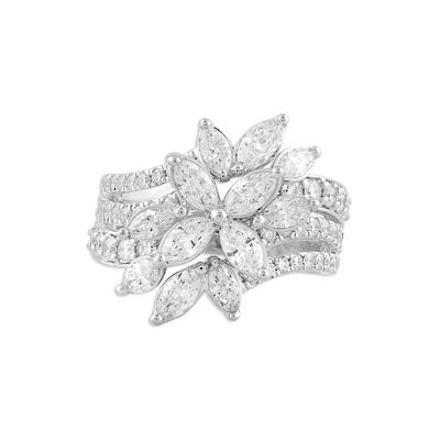 Lab Grown Diamond Marquise Floral Center Engagement Ring in 10K White Gold (2 1/4 ct. tw.)