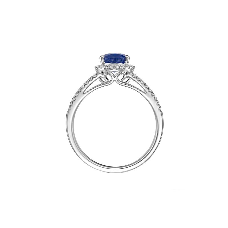 Blue Sapphire &amp; Diamond Split-Shank Band Ring in 14K White Gold &#40;1/3 ct. tw.&#41; – Image 2 of 3