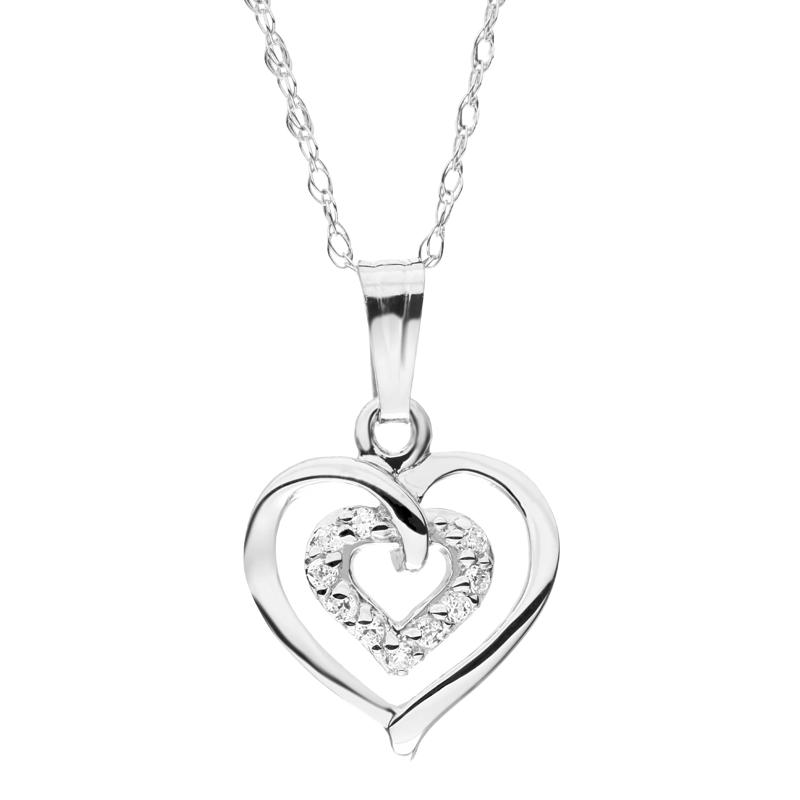 Children's Cubic Zirconia Open Heart Pendant in Sterling Silver – Image 1 of 1