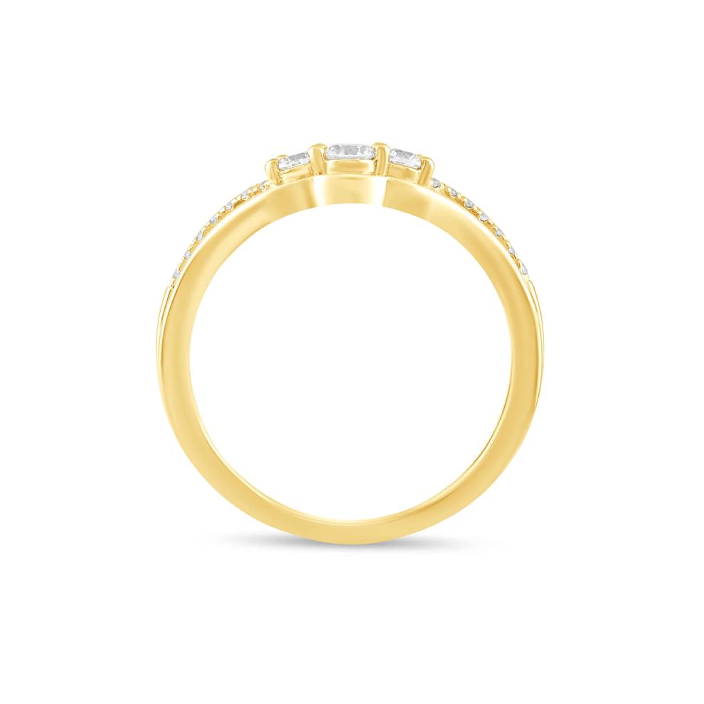 Diamond Three-Stone Center Contour Band in 10K Yellow Gold (1/4 ct. tw.) – Image 2 of 4