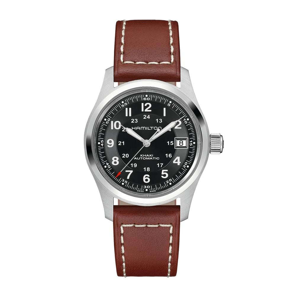 Khaki Field Auto Watch with Brown Leather Strap – Image 1 of 3