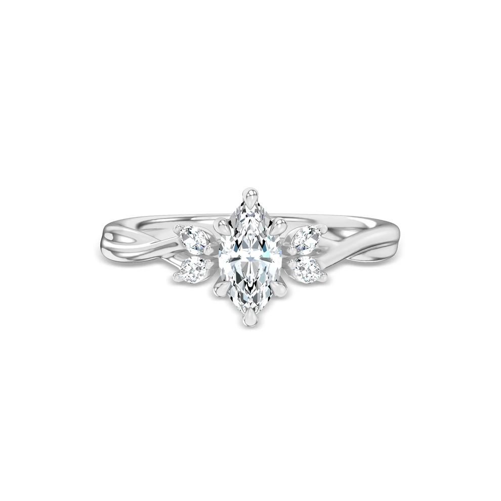 Diamond Marquise Twist-Shank Engagement Ring in 14K White Gold (5/8 ct. tw.) – Image 1 of 4